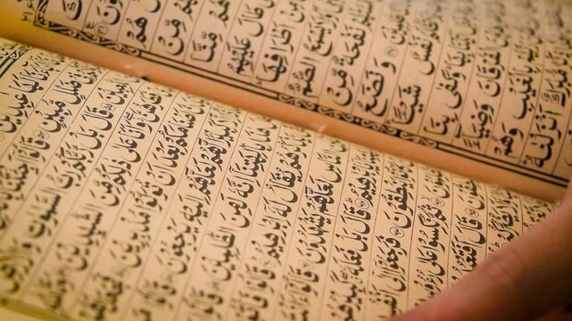 Reading Holy Quran Close-Up | Realistic Hands Holding Quran Recitation Scene HD Natural Background Islamic Study Prayer Moment
