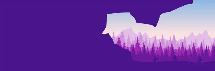 Fototapeten Violett Corporate landing page banner showing peaceful dawn mountain landscape  © FahrizalNurMuhammad