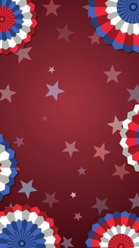Rotating cockades for the American 4th of July independence copy space loop