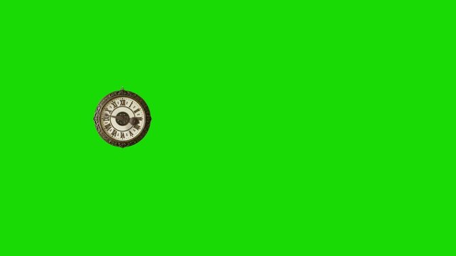 Vintage Clock Timer Green Screen | Antique Countdown Clock Animation | Classic Retro Timepiece Overlay | Chroma Key Timer Background 4K