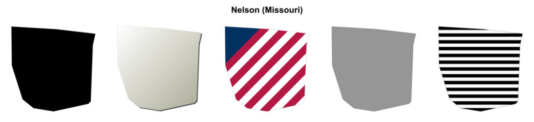Fototapeta premium Nelson (Missouri) blank outline map set