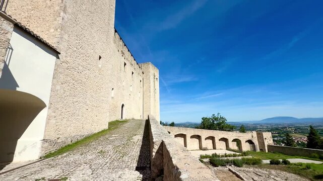 Spoleto, Umbria, The Albornoz Fortress and the view of the Umbrian Valley, Italy