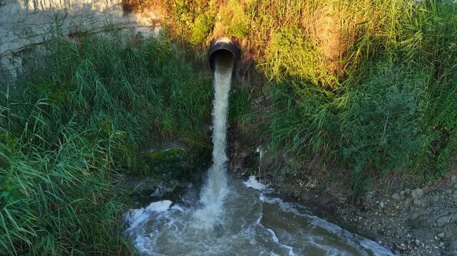 Aerial footage captured by a drone shows the canal through which Burdur&rsquo;s treated wastewater is discharged into Lake Burdur, as well as the surrounding area.
