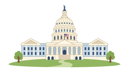 Obraz premium Flat illustration of the United States Capitol Building.