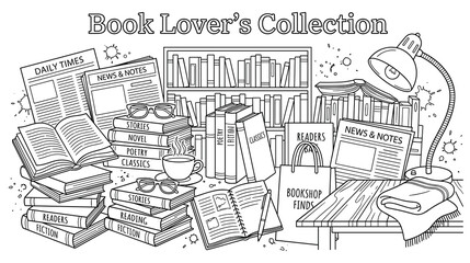 Obraz premium Book lover collection reading leisure time hobby library.