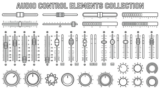 Audio control elements collection for sound mixing.