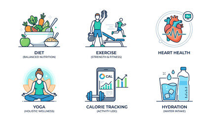 Fototapeta premium Healthy lifestyle icons with nutrition.
