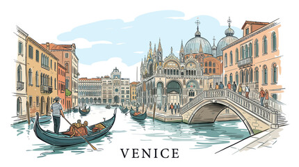 Gondola on Venice Canal Waterway. © afam