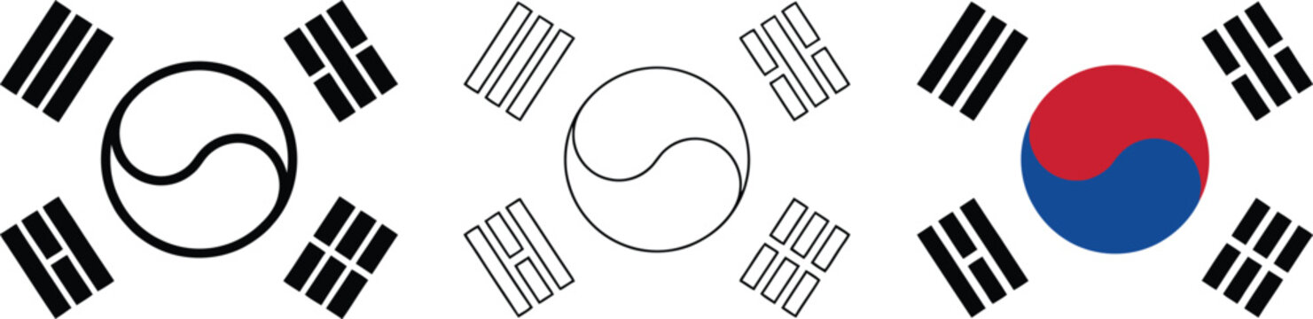 South Korean Flag Variations: Taeguk & Trigrams Design Elements