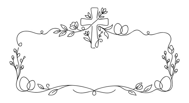 floral easter cross frame
