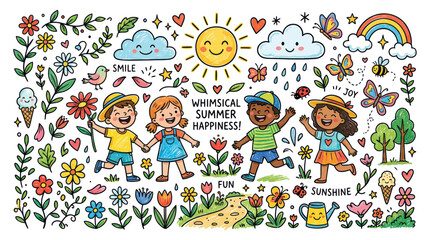 Fototapeta premium Diverse children playing outside happy.