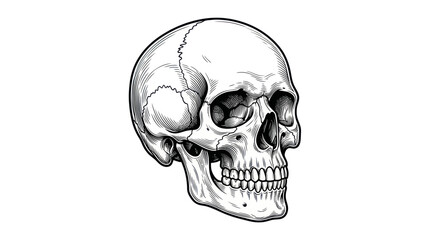 Human Skull Illustration Closeup Profile. © alam