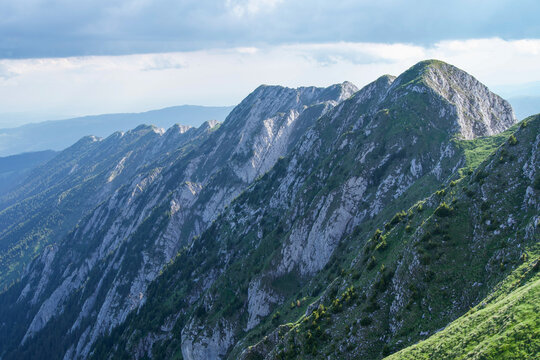 high mountain landscape, Southern Ridge of Piatra Craiului Mountains, Romania 