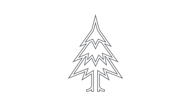 A simple line drawing of a pine tree on a white background.