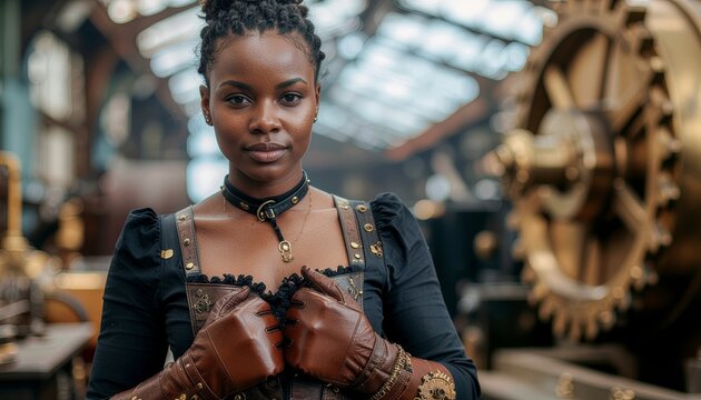Steampunk Muse: Industrial elegance and vintage charm in a bold portrait