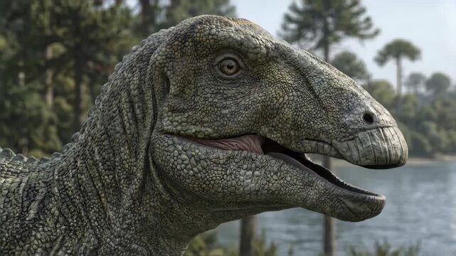 Yamatosaurus, Yamatosaurus izanagii, Cretaceous, accurate scientific representation of hadrosauroid dinosaur looking around near water