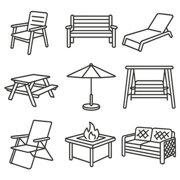 No icon furniture per umbrella bubbles equally stand table vector outdoor icons