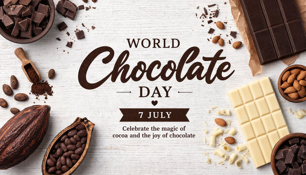 World Chocolate Day Rustic Chocolate Tabletop Banner Display.