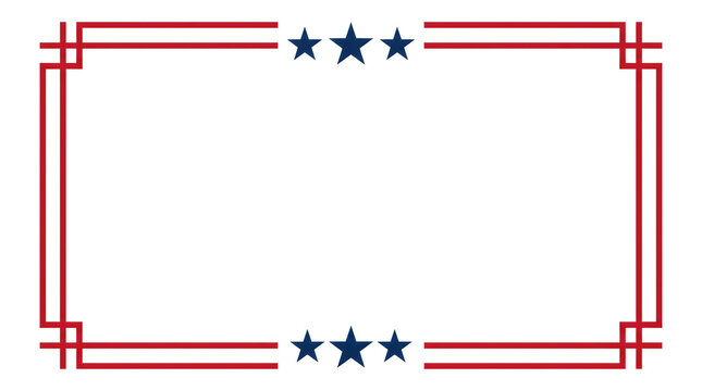American themed border design with red lines and blue stars on white background for patriotic purposes and decoration