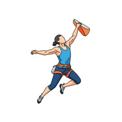Obraz premium Athletic Female Rock Climber Reaching for a Large Hold Vector Illustration