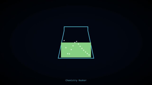 Animated chemistry beaker with bubbling liquid reaction for science and laboratory research presentations