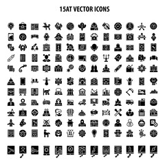Obraz premium Black vector icons on white background.
