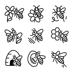 Obraz premium Spaced set captions modern icon icons no cyrillic vector bee uniform behavior