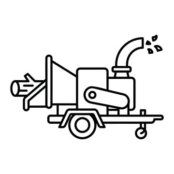 Outline icon of a portable wood chipper machine.