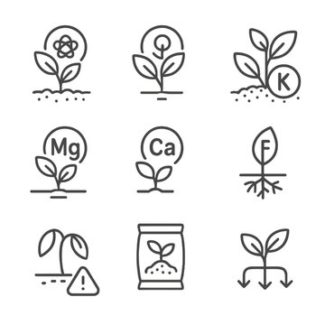 Nitrogen flow magnesium phosphorus vector icon plant potassium iron fertilizer icons nutrient