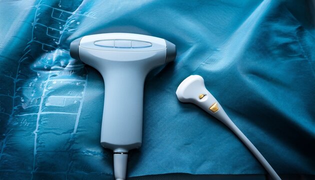 medical ultrasound probe on a clinical surface for imaging procedures