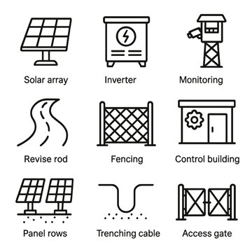 Vector no characters service solar rows letters icon trenching punctuation fencing farm