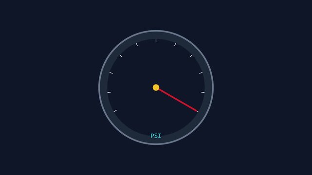 Minimalist psi pressure gauge animation, digital pressure indicator motion measurement