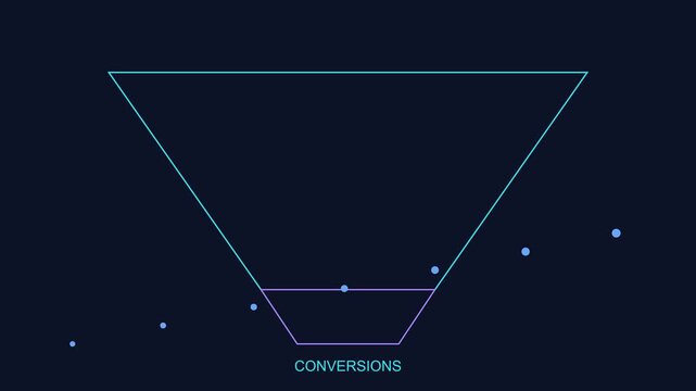 Sales funnel conversion process animation with moving data points for digital marketing and business growth strategy
