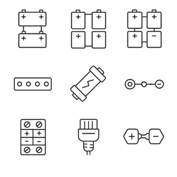 Battery cable connection bus hybrid series bar balance icon parallel vector icons