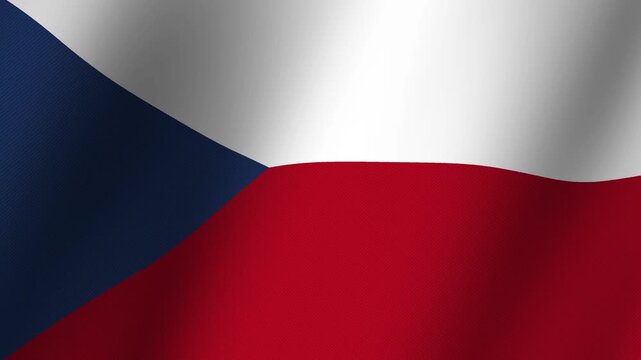 Czech Republic Flag Waving: The national flag of the Czech Republic, a striking emblem of red, white, and blue, ripples gracefully in the wind, symbolizing national pride and identity.
