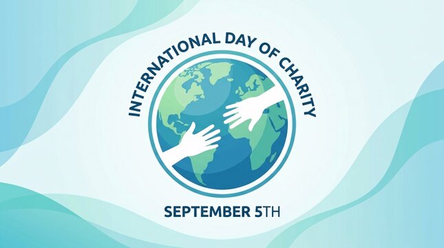Graphic illustration promoting International Day of Charity with a globe and helping hands design
