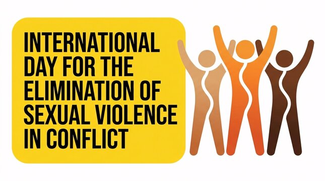 A graphic poster promoting the International Day for the Elimination of Sexual Violence in Conflict