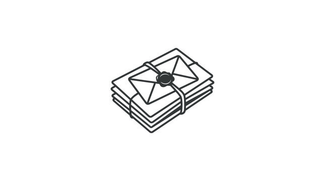 Isometric Icon of a Stack of Letters Tied with String