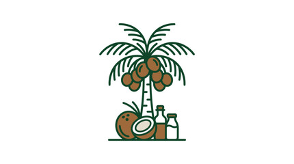 Obraz premium Coconut Palm Tree and Oil Product Icon