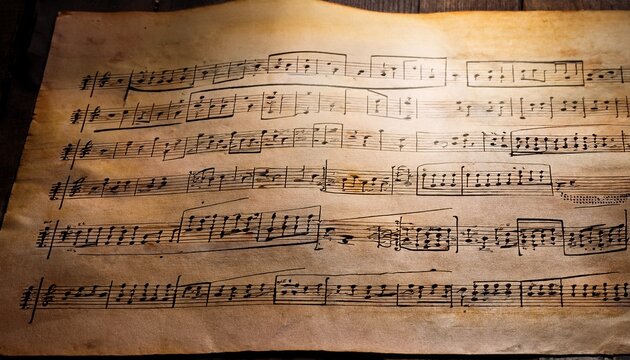 a timeless melody handwritten music sheet on aged paper black ink notes on brown paper musical score sheet music musical notation classical music