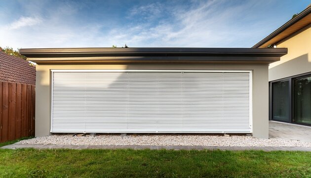modern white roller shutter on contemporary house