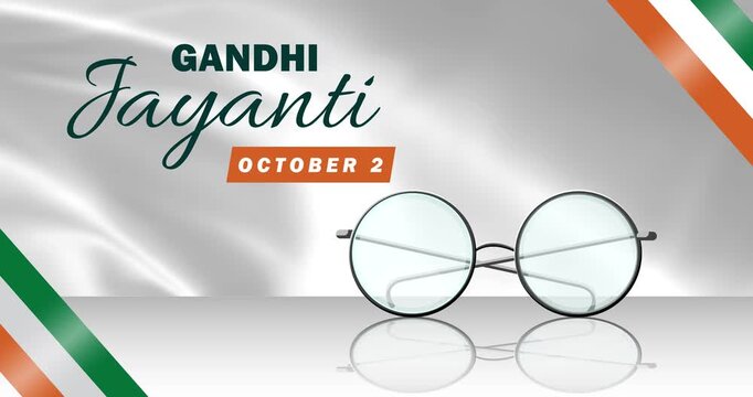 Mahatma Gandhi Jayanti motion design. Celebration of birth anniversary of Mahatma Gandhi on October 2. Indian national holiday. Animated graphics