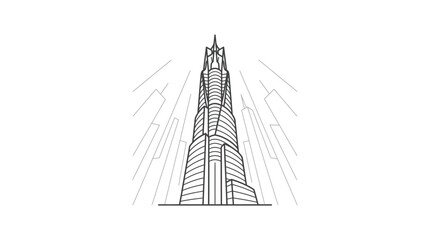 Obraz premium Minimalist Line Art Skyscraper Illustration