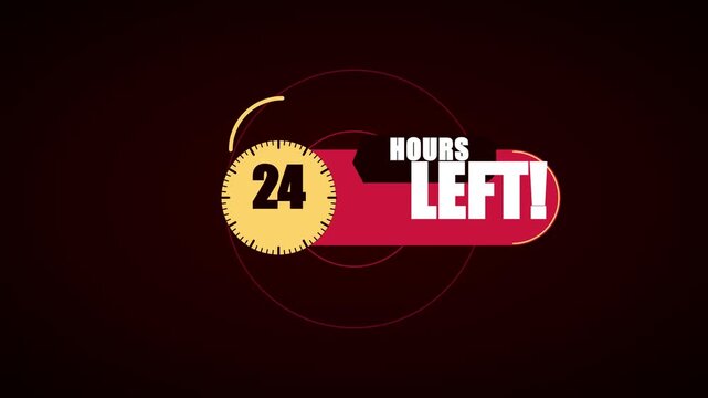 24 hours left countdown timer motion for sales promotion and limited time offers