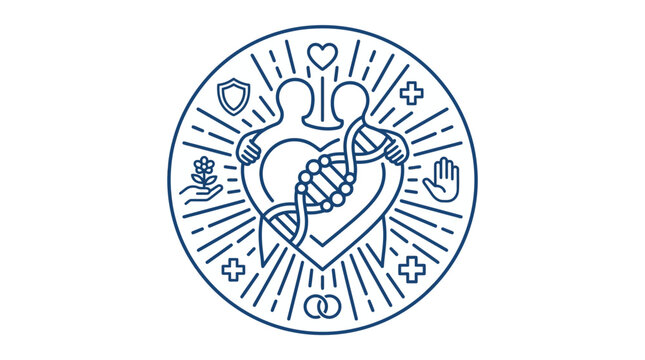 Medical DNA Heart Emblem Concept