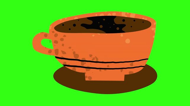 Espresso coffee in a cup cartoon animation 