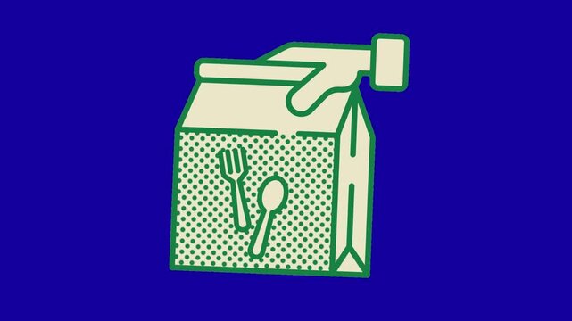 Food takeaway in a paper bag animation 