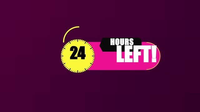 24 hours left countdown timer motion for flash sales and limited time offers