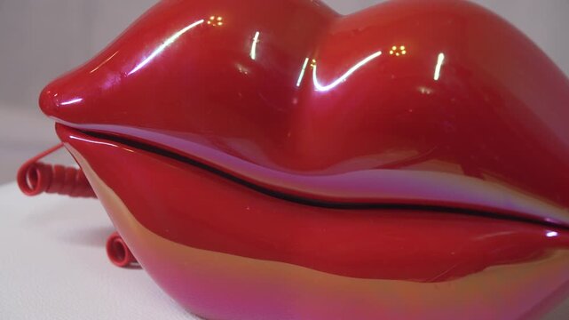 close up of red lips phone, pop art