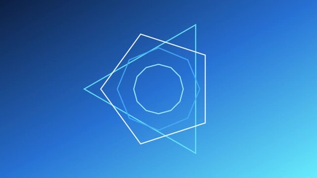 Abstract geometric motion background, with rotating blue, and white polygonal, shapes